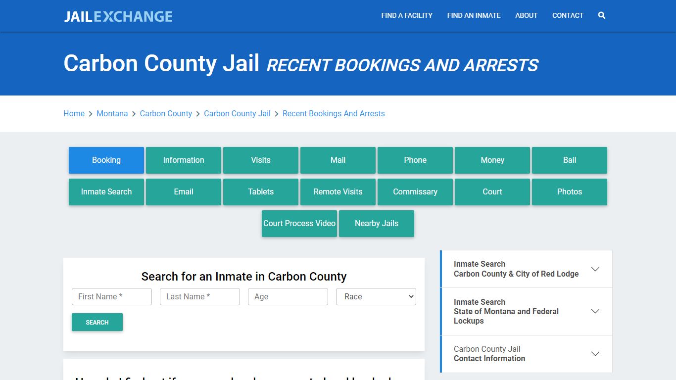 Carbon County Jail MT Recent Arrests and Bookings - Jail Exchange