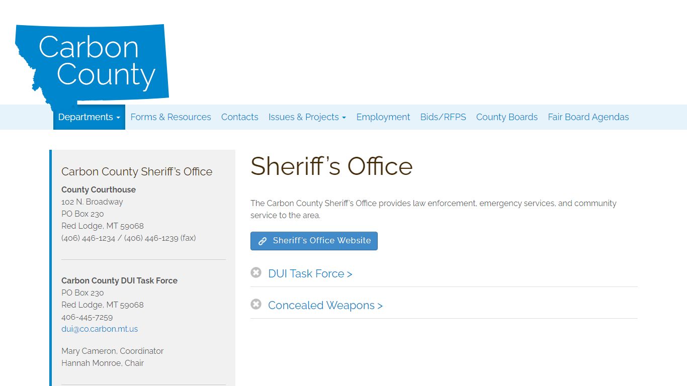 Sheriff’s Office « Carbon County